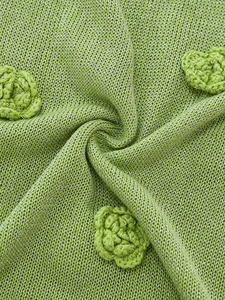 Green 1930s Crochet Knit Cover-Up Dress - vintage dress, retro fashion for vintage lovers