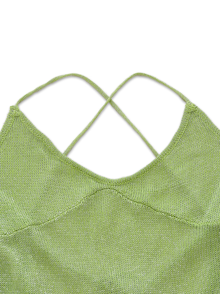 Green 1930s Crochet Knit Cover-Up Dress - vintage dress, retro fashion for vintage lovers