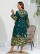 Green 1930s Floral Long Sleeve Belted Dress: timeless style reimagined