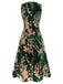 Green 1930s Floral Velvet Sleeveless Dress, vintage dress, retro fashion, floral print - perfect for women who love vintage and retro fashion