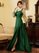 Green 1930s Illusion Sleeve Satin Slit Dress - vintage dress, retro fashion