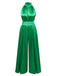 Green 1930s Satin Stand Collar Wideleg Jumpsuit, vintage romper, retro jumpsuit - perfect for women who love vintage and retro fashion