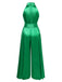 Green 1930s Satin Stand Collar Wideleg Jumpsuit, vintage romper, retro jumpsuit - perfect for women who love vintage and retro fashion