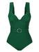 She's wearing Green 1930s Solid Belt Backless Swimsuit and the whole beach remembers the 1930s