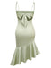 Green 1930s Solid Cowl Neck Ruffled Mermaid Dress - vintage dress, retro fashion