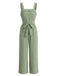 Green 1930s Square Neck Belt Wide Leg Cami Jumpsuit, vintage romper, retro jumpsuit - perfect for women who love vintage and retro fashion