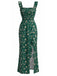 Green 1930s Square Neck Maxi Dress, vintage dress, retro fashion - perfect for women who love vintage and retro fashion