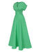 Green 1930s Temperament V-Neck Solid Dress, vintage dress, retro fashion - perfect for women who love vintage and retro fashion