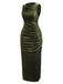 Green 1930s Velvet Pleated Bodycon Dress, vintage dress, retro fashion - perfect for women who love vintage and retro fashion