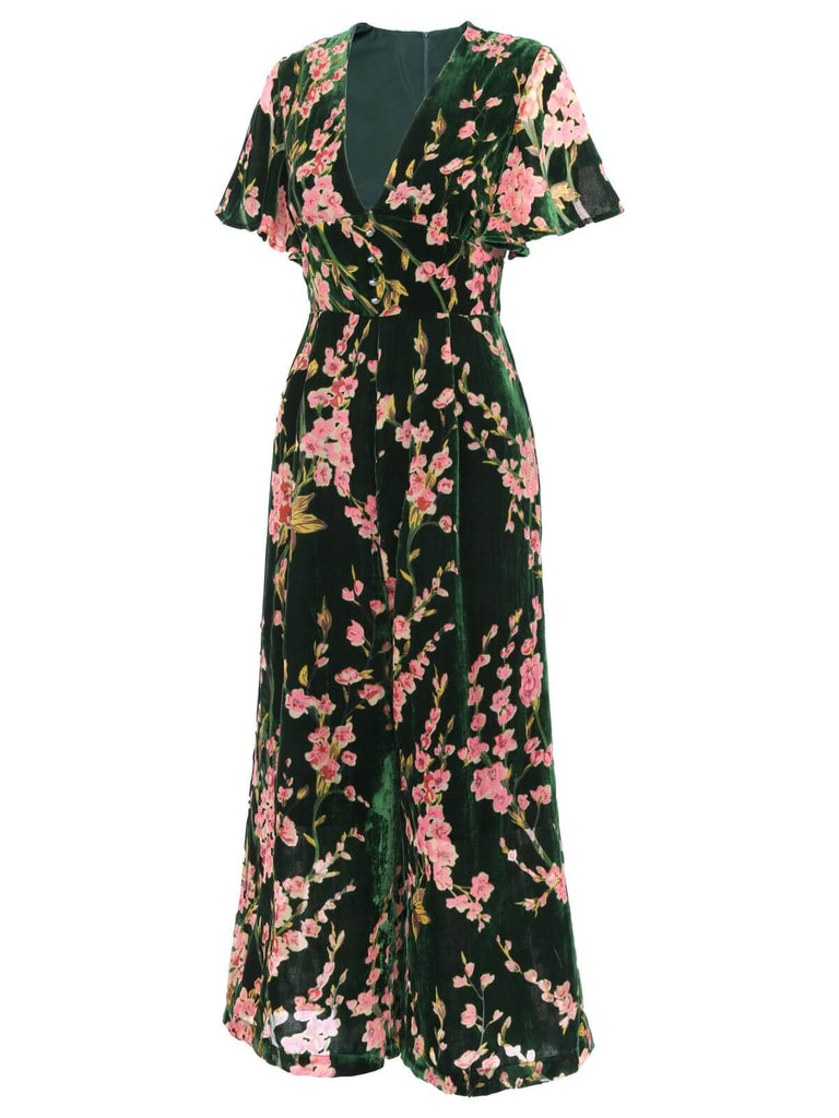 Green 1930s Velvet Vintage Jumpsuit: timeless style reimagined