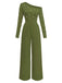 Green jumpsuit with pearl embellishments on a white background