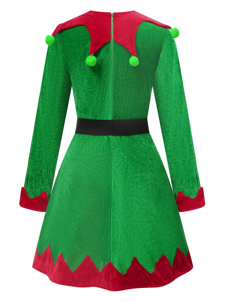 Green 1940s Christmas Elf Dress Set - vintage dress, retro fashion
