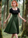 Green 1940s Colorblock Lace-Up Dress - vintage dress, retro fashion