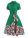 This Green 1940s Colorful Plaid Notched Collar Dress wraps her in 1940s elegance, one twirl at a time