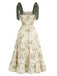 Green 1940s Floral Shoulder-Tie Tiered Dress, vintage dress, retro fashion - vintage inspired fashion