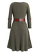 Green 1940s Knit Layered Long Sleeve Belted Dress - vintage dress, retro fashion, elegant red