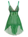 Green 1940s Lace Patchwork Sheer Nightgown, vintage fashion, retro style - perfect for women who love vintage and retro fashion