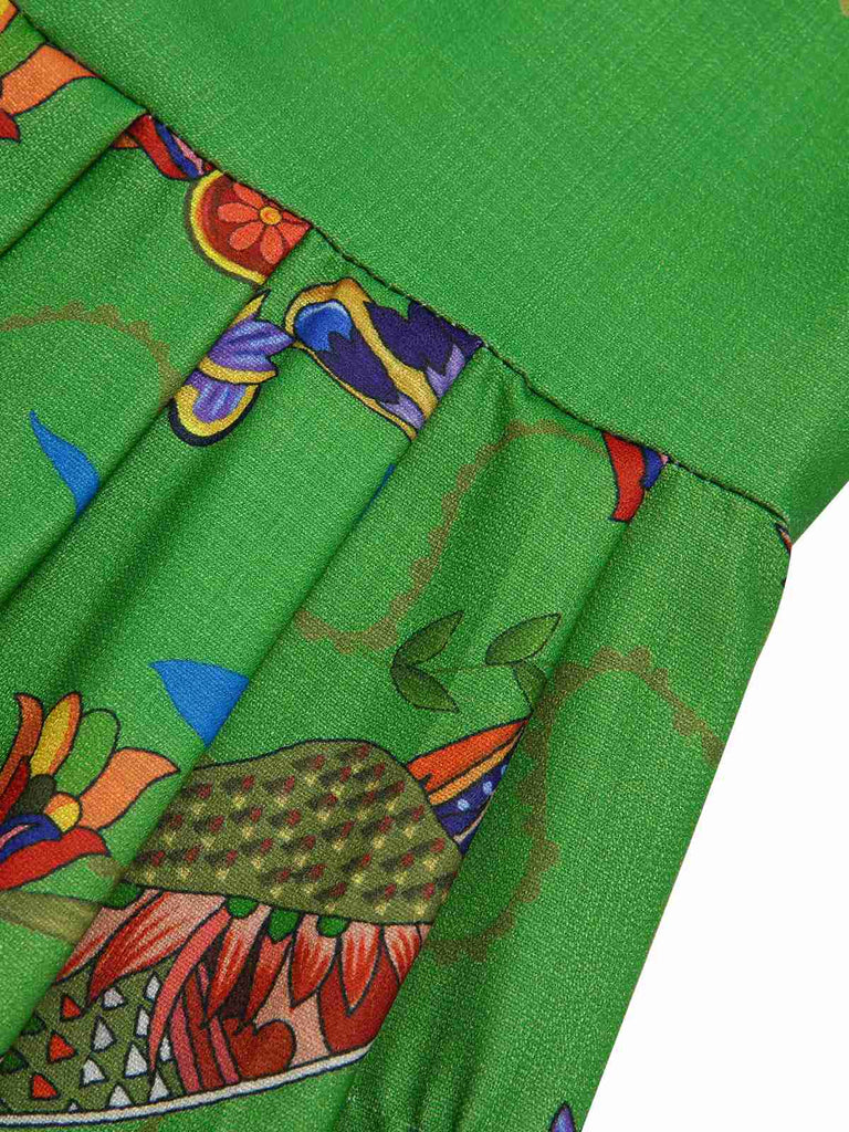 Green 1940s Peacock Lantern Sleeve Shirt Dress, vintage dress, retro fashion - perfect for women who love vintage and retro fashion