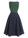Green 1940s Plaids Patchwork Sleeveless Dress — the kind of 1940s dress that makes strangers smile