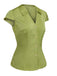 Green 1940s Satin V-Neck Buttons Shirt: a 1940s classic that whispers rather than shouts