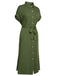 Green 1940s Solid Belted Slit Dress: timeless style reimagined