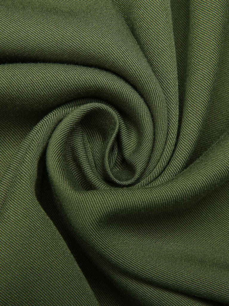 Green 1940s Solid Belted Slit Dress: timeless style reimagined