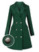 Green 1940s Solid Double-Breasted Coat, vintage coat, retro outerwear - perfect for women who love vintage and retro fashion