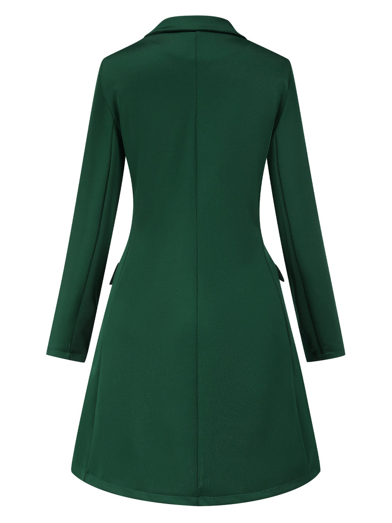 Green 1940s Solid Double-Breasted Coat, vintage coat, retro outerwear - perfect for women who love vintage and retro fashion