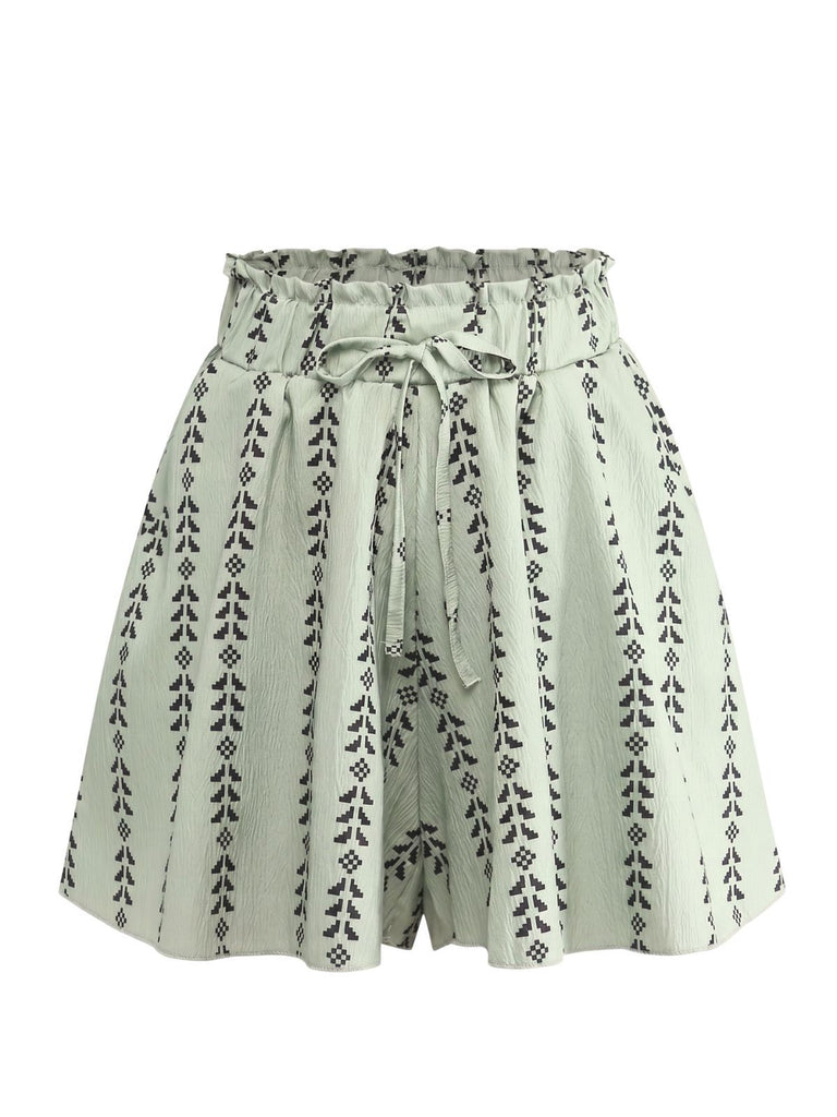 Green 1940s Solid Lace Ruffled Hem Shorts, vintage fashion, retro style - vintage inspired fashion