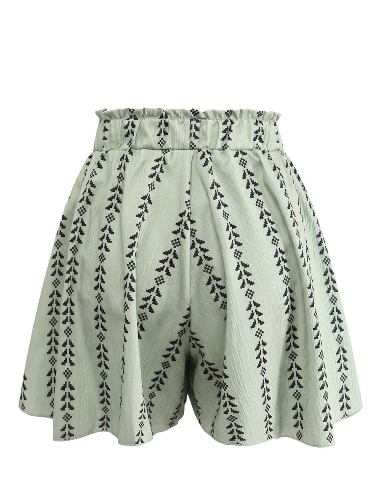 Green 1940s Solid Lace Ruffled Hem Shorts, vintage fashion, retro style - vintage inspired fashion