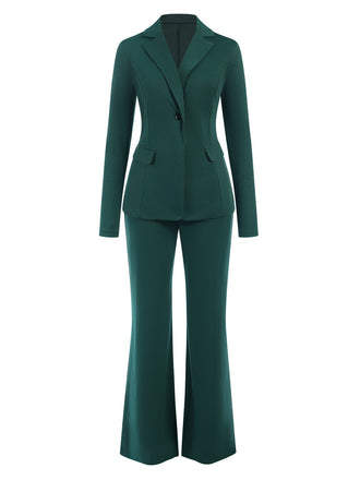 Green 1940s Solid Lapel One Button Suit - vintage fashion, retro style