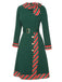 Green 1940s Stripe Patchwork Dress With Belt, vintage dress, retro fashion - perfect for women who love vintage and retro fashion