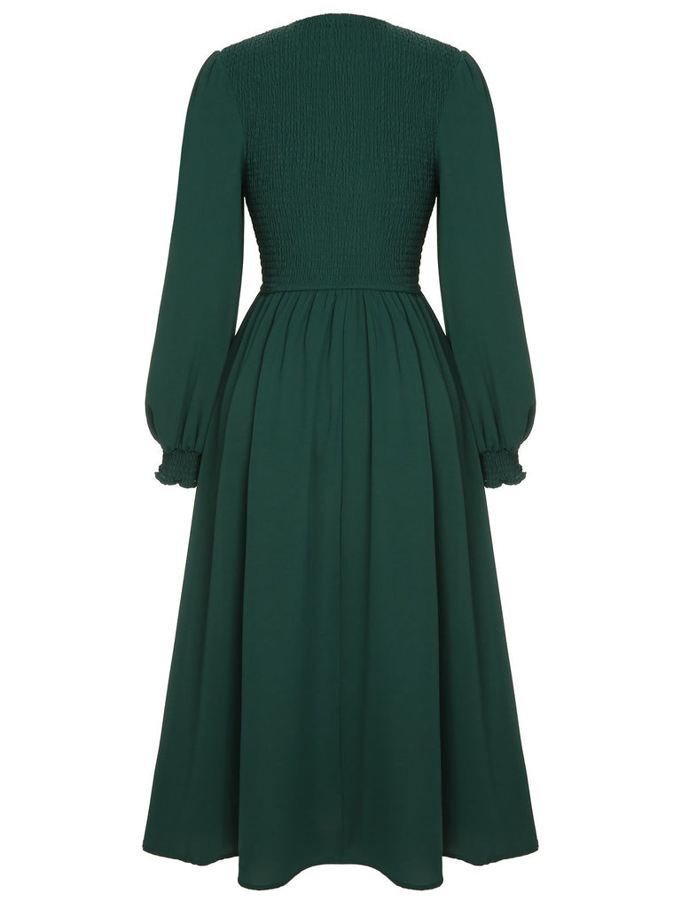 Green 1940s Top Elastic Regular Sleeve Dress — vintage elegance for the modern woman