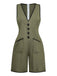Green 1940s V Neck Vintage Jumpsuit 3