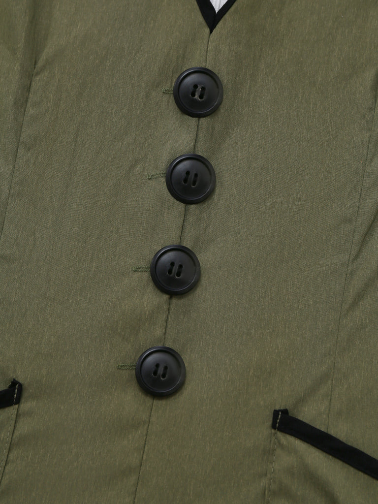 Green 1940s V Neck Vintage Jumpsuit 5