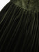 Green 1940s Velvet Deep-V Puff Sleeve Ruched Dress - vintage dress, retro fashion