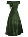 Green 1940s Velvet Ruched Off-Shoulder Bardot Dress, vintage dress, retro fashion - perfect for women who love vintage and retro fashion