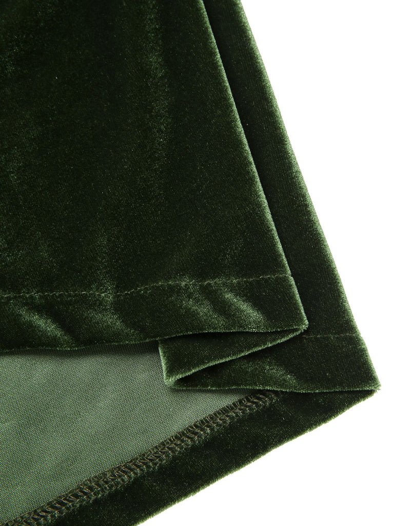 Green 1940s Velvet Ruched Off-Shoulder Bardot Dress, vintage dress, retro fashion - perfect for women who love vintage and retro fashion