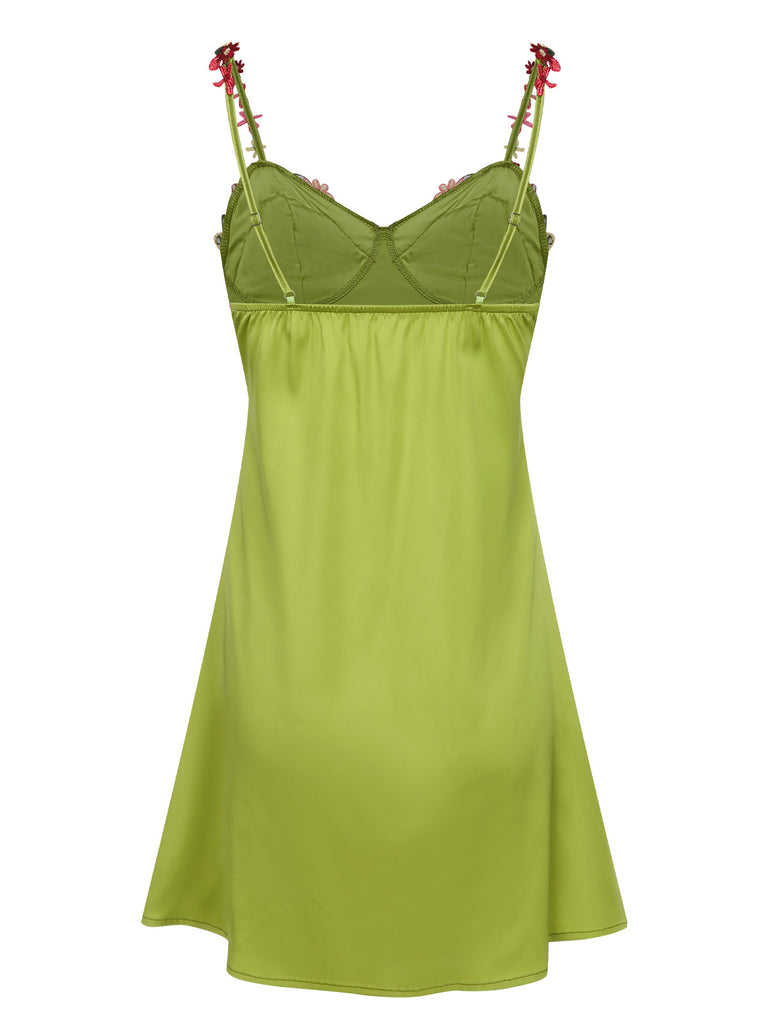 Green 1950s 3D Floral Suspender Sleepwear, vintage fashion, retro style - perfect for women who love vintage and retro fashion