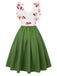 Green 1950s Cherry V-Neck Mesh Patchwork Dress — the kind of 1950s dress that makes strangers smile