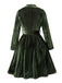 Green 1950s Christmas Corduroy Long Sleeve Dress - vintage dress, retro fashion, rockabilly