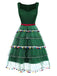 Green 1950s Christmas Tree Bow Mesh Puffy Dress - vintage dress, retro fashion, rockabilly