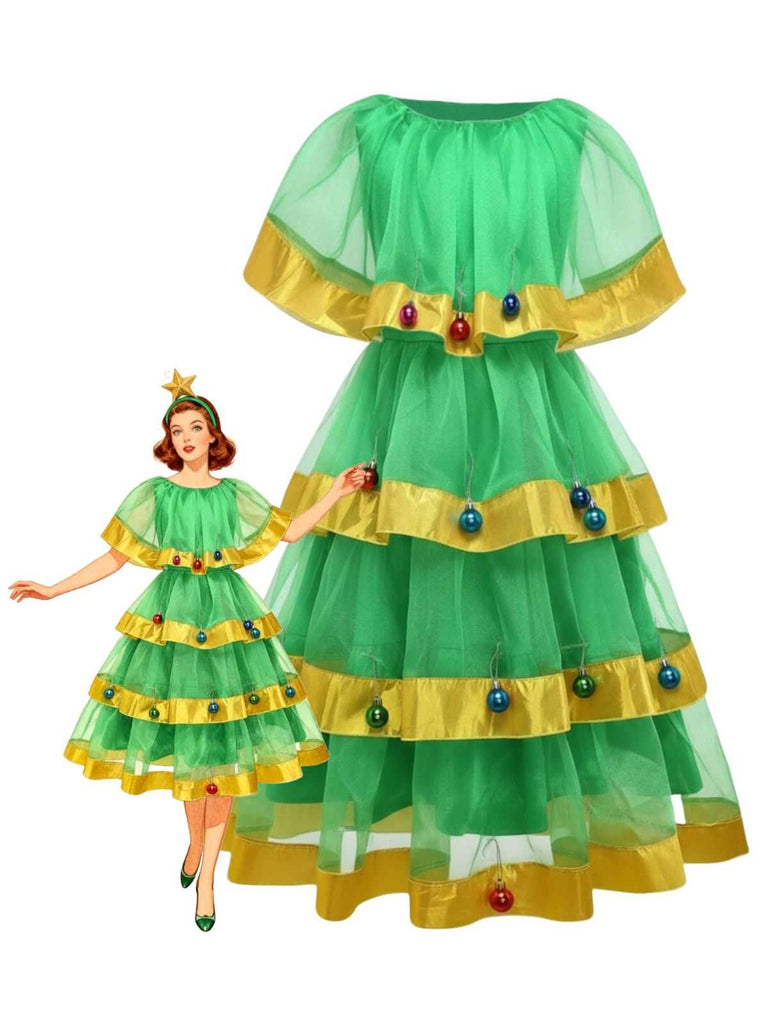 Green 1950s Christmas Tree Costume With Bell - vintage fashion, retro style