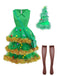 Green 1950s Christmas Tree Tiered Dress Set - vintage dress, retro fashion, rockabilly