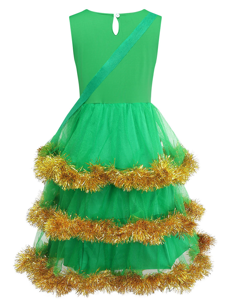 Green 1950s Christmas Tree Tiered Dress Set - vintage dress, retro fashion, rockabilly
