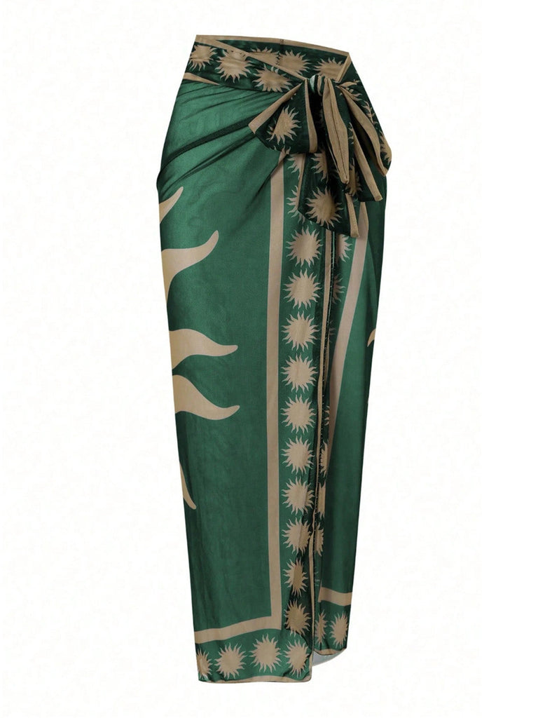 Green 1950s Deep V One-Piece Swimsuit & Mesh Cover-Up - vintage swimsuit, pin-up swimwear for vintage lovers