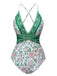 She's wearing Green 1950s Floral Spaghetti Strap Swimsuit and the whole beach remembers the 1950s