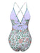 This Green 1950s Floral Spaghetti Strap Swimsuit carries 1950s vacation dreams in every stitch