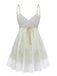 Green 1950s Lace Rose Strap Double Layer Nightdress - vintage dress, retro fashion, elegant style for vintage lovers