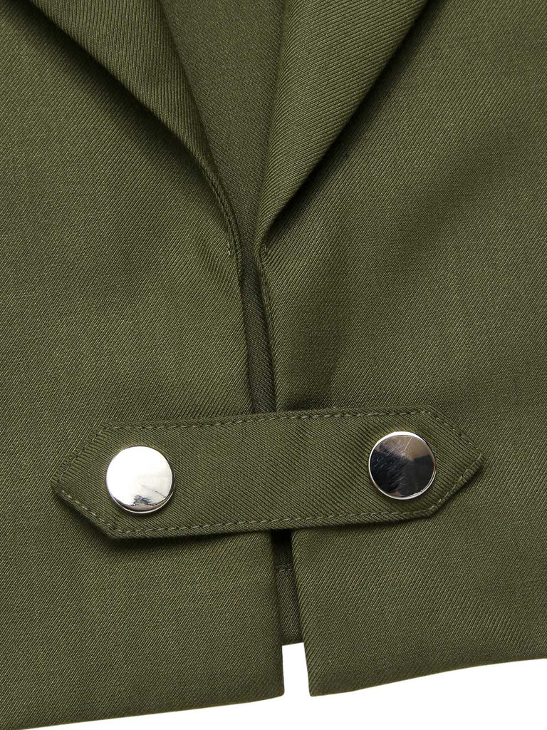 Green 1950s Lapel Solid Cropped Cape - vintage fashion, retro style